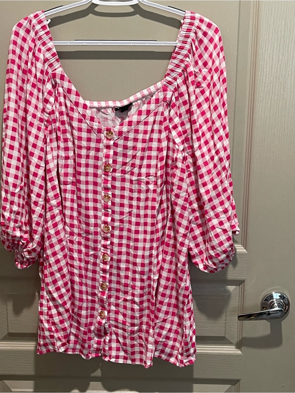 torrid Pink and White Gingham Button-Front Top size 4